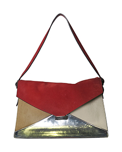Diamond Clutch Bag,Suede/Pony Hair,Red/Silver/Cream,M,W-GM-0172,1